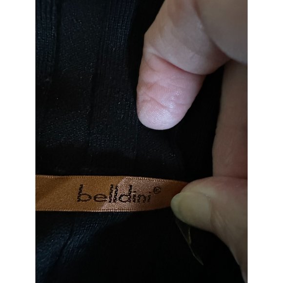 Belldini Sweater Cardigan Women Sz XL Black Full Zipper Rhinestones Stretch Knit - Picture 8 of 12